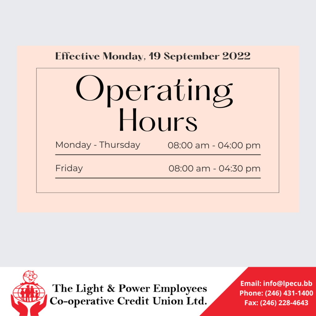  Operating Hours Effective 19 September 2022